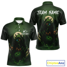 Load image into Gallery viewer, Personalized Green Reaper Skull Halloween Bowling Shirts For Men Custom Halloween Bowling Team jersey NQS10311