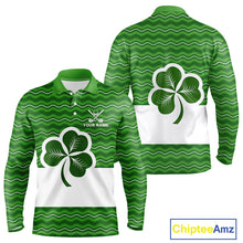 Load image into Gallery viewer, Green shamrock Lucky Mens polo golf shirts Custom St Patrick Day team golf jerseys NQS10508