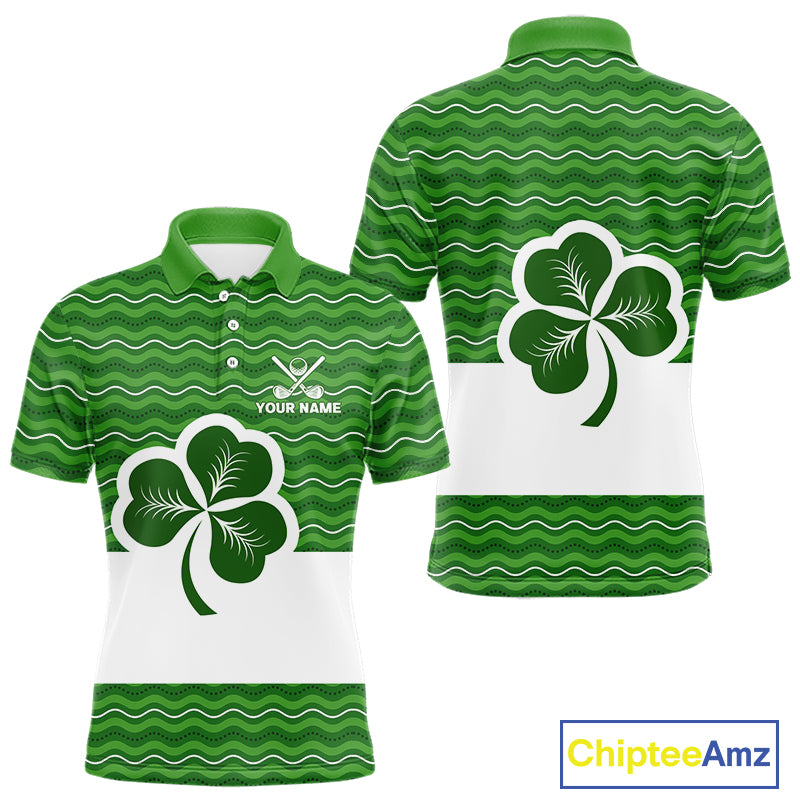Green shamrock Lucky Mens polo golf shirts Custom St Patrick Day team golf jerseys NQS10508
