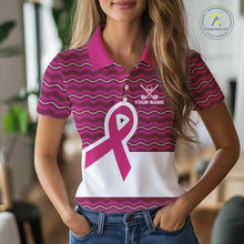 Load image into Gallery viewer, Pink ribbon Women polo golf shirts Custom Breast cancer awareness team golf attire for ladies NQS10509