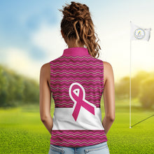 Load image into Gallery viewer, Pink ribbon Sleeveless polo golf shirts Custom Breast cancer awareness team golf attire for ladies NQS10509