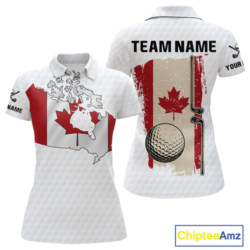 Personalized vintage Canadian Flag Women golf polo shirts Custom Patriotic Golf outfit For ladies NQS10182
