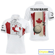 Load image into Gallery viewer, Personalized vintage Canadian Flag Men golf polo shirt Custom Patriotic Golf outfit For men NQS10182