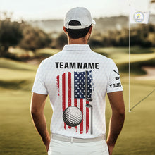 Load image into Gallery viewer, Personalized American Flag Men golf polo shirts Custom Patriotic Golf outfit For men NQS10183