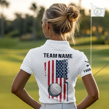 Load image into Gallery viewer, Personalized American Flag Women golf polo shirts Custom Patriotic Golf outfit For ladies NQS10183