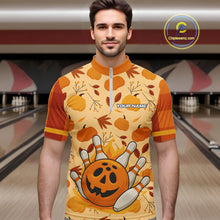 Load image into Gallery viewer, Funny Pumpkin Bowling Ball and pins Bowling Shirts for Men custom Halloween bowling team jerseys NQS10531