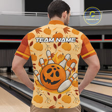 Load image into Gallery viewer, Funny Pumpkin Bowling Ball and pins Bowling Shirts for Men custom Halloween bowling team jerseys NQS10531