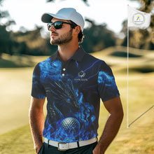 Load image into Gallery viewer, Blue Flame Dragon Golf polo shirts For Men Custom Dragon team mens golf outfits, gift for golf lover NQS10024