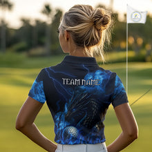 Load image into Gallery viewer, Blue Flame Dragon Women Golf polo shirts Custom Dragon team ladies golf outfits, gift for golf lover NQS10024
