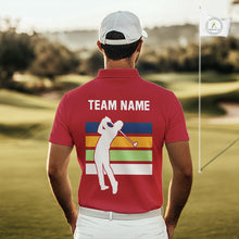 Load image into Gallery viewer, Retro colorful argyle pattern Men golf polo shirt custom Team Golf Outfits for mens | Red NQS10327