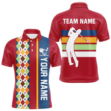 Load image into Gallery viewer, Retro colorful argyle pattern Men golf polo shirt custom Team Golf Outfits for mens | Red NQS10327