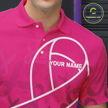 Load image into Gallery viewer, Pink ribbon pattern breast cancer awareness Bowling Shirts For Men Custom team bowling jerseys NQS10190