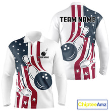 Load image into Gallery viewer, Red, White and Blue American Flag Bowling shirts For Men custom patriotic bowling team uniform jersey NQS10337