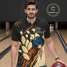 Load image into Gallery viewer, Retro Black galaxy Mens Bowling Polo, Quarter Zip shirts custom vintage bowling team league jerseys NQS10547