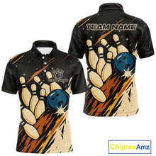 Load image into Gallery viewer, Retro Black galaxy Mens Bowling Polo, Quarter Zip shirts custom vintage bowling team league jerseys NQS10547