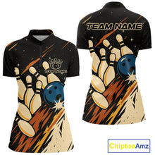 Load image into Gallery viewer, Retro Black galaxy Womens Bowling Polo, Quarter Zip shirts custom vintage bowling team league jerseys NQS10547