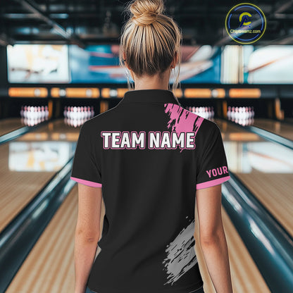 Black and pink ribbon Breast Cancer Awareness Bowling Shirts For Women custom team bowling jerseys NQS10197