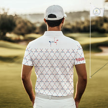Load image into Gallery viewer, Red, White and Blue golf clubs pattern Men golf polo shirt Custom Patriotic golf outfits for men NQS10198