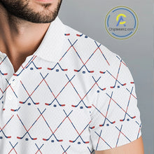 Load image into Gallery viewer, Red, White and Blue golf clubs pattern Men golf polo shirt Custom Patriotic golf outfits for men NQS10198