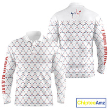 Load image into Gallery viewer, Red, White and Blue golf clubs pattern Men golf polo shirt Custom Patriotic golf outfits for men NQS10198