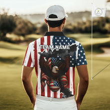 Load image into Gallery viewer, American Flag Eagle Golf Ball Mens Golf Polo Shirts Custom Patriotic Team Golf apparel for men NQS10571