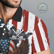 Load image into Gallery viewer, American Flag Eagle Golf Ball Mens Golf Polo Shirts Custom Patriotic Team Golf apparel for men NQS10571