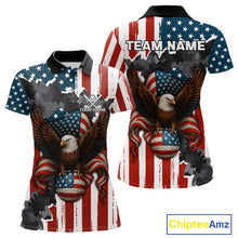 Load image into Gallery viewer, American Flag Eagle Golf Ball Womens Golf Polo Shirts Custom Patriotic Team Golf apparel for ladies NQS10571
