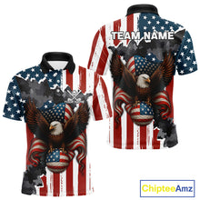 Load image into Gallery viewer, American Flag Eagle Golf Ball Mens Golf Polo Shirts Custom Patriotic Team Golf apparel for men NQS10571