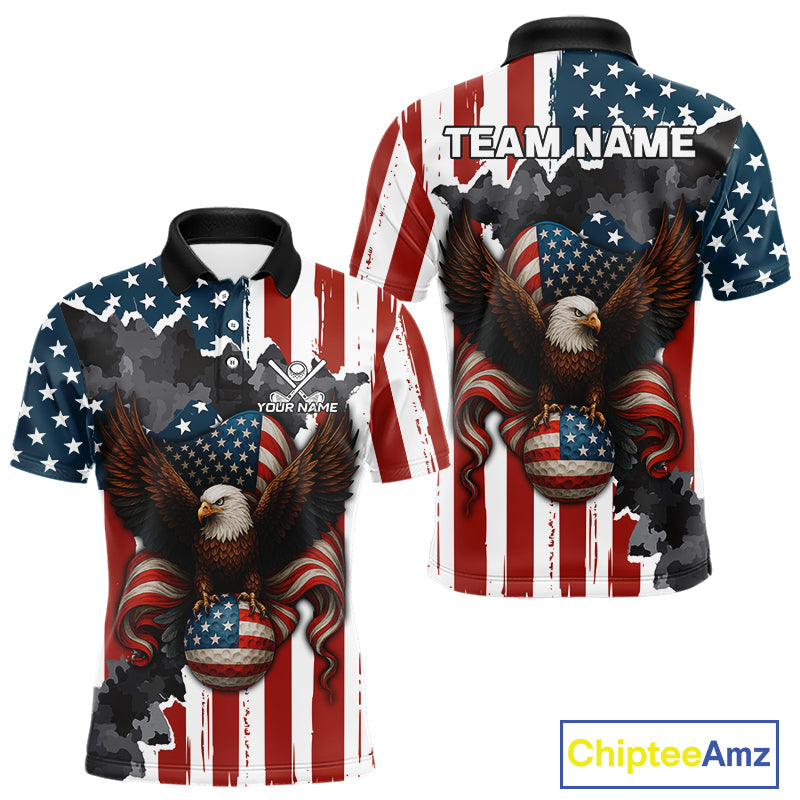 American Flag Eagle Golf Ball Mens Golf Polo Shirts Custom Patriotic Team Golf apparel for men NQS10571
