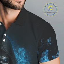 Load image into Gallery viewer, Blue Flame Skull reaper Mens Golf polo shirts custom golf top for men, best golf gifts NQS10360