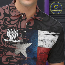 Load image into Gallery viewer, Texas Flag tribal pattern Bowling Polo, 1/4 Zip shirts for men Custom patriotic Team bowling jersey NQS10583