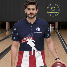 Load image into Gallery viewer, Red, White and Blue American Flag Bowling Team Shirts For Men Custom Patriotic Bowling Jerseys NQS10220