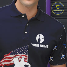 Load image into Gallery viewer, Red, White and Blue American Flag Bowling Team Shirts For Men Custom Patriotic Bowling Jerseys NQS10220