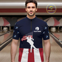 Load image into Gallery viewer, Red, White and Blue American Flag Bowling Team Shirts For Men Custom Patriotic Bowling Jerseys NQS10220