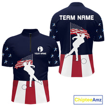 Load image into Gallery viewer, Red, White and Blue American Flag Bowling Team Shirts For Men Custom Patriotic Bowling Jerseys NQS10220