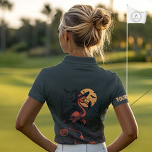 Load image into Gallery viewer, Halloween flamingo Women golf polo shirt custom Halloween golf tops for ladies, unique golf gifts NQS10378