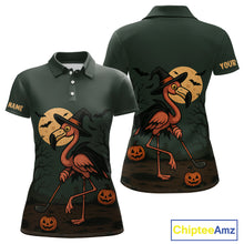Load image into Gallery viewer, Halloween flamingo Women golf polo shirt custom Halloween golf tops for ladies, unique golf gifts NQS10378