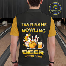 Load image into Gallery viewer, Bowling &amp; Beer therefore i'm here custom funny Bowling shirts for Men, Bowling team apparel NQS10274