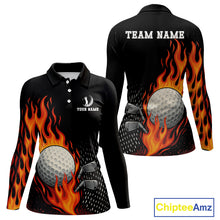 Load image into Gallery viewer, Flame Golf ball black Golf polo shirt for Women Custom ladies golf top, personalized golf gifts NQS10364