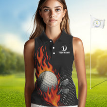 Load image into Gallery viewer, Flame Golf ball black Golf sleeveless polo shirt Custom ladies golf top, personalized golf gifts NQS10364