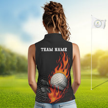 Load image into Gallery viewer, Flame Golf ball black Golf sleeveless polo shirt Custom ladies golf top, personalized golf gifts NQS10364