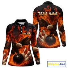 Load image into Gallery viewer, Flame Eagle Bowling Polo, Quarter Zip Shirts For Women Custom Eagle Bowling Team Jerseys NQS9972