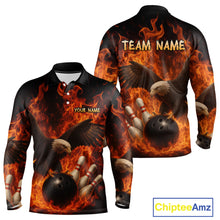 Load image into Gallery viewer, Flame Eagle Bowling Polo, Quarter Zip Shirts For Men Custom Eagle Bowling Team Jerseys NQS9972