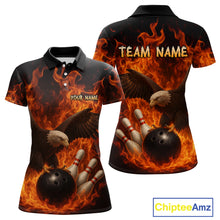 Load image into Gallery viewer, Flame Eagle Bowling Polo, Quarter Zip Shirts For Women Custom Eagle Bowling Team Jerseys NQS9972
