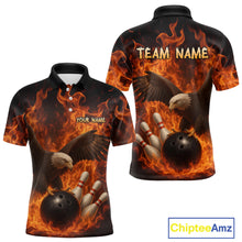 Load image into Gallery viewer, Flame Eagle Bowling Polo, Quarter Zip Shirts For Men Custom Eagle Bowling Team Jerseys NQS9972