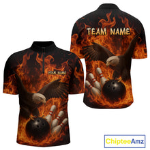 Load image into Gallery viewer, Flame Eagle Bowling Polo, Quarter Zip Shirts For Men Custom Eagle Bowling Team Jerseys NQS9972