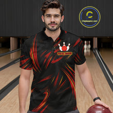 Load image into Gallery viewer, Black and Red Camo Mens Bowling Polo, Quarter Zip shirts custom Bowler Outfits bowling team jerseys NQS10155