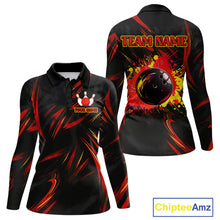 Load image into Gallery viewer, Black and Red Camo Womens Bowling Polo, Quarter Zip shirts custom Bowler Outfits bowling team jerseys NQS10155
