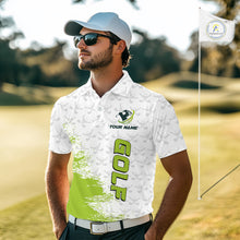 Load image into Gallery viewer, Green and White golf camo Men golf polo shirts custom golf wear for mens, best golf gifts NQS10170