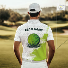 Load image into Gallery viewer, Green and White golf camo Men golf polo shirts custom golf wear for mens, best golf gifts NQS10170